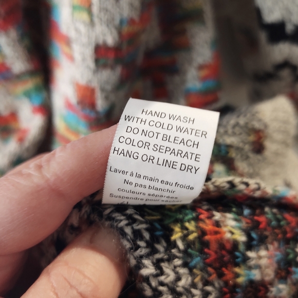 Cozy Southwestern Festival Multi Color Aztec Long Open Cardigan Sweater S-M - Picture 11 of 13